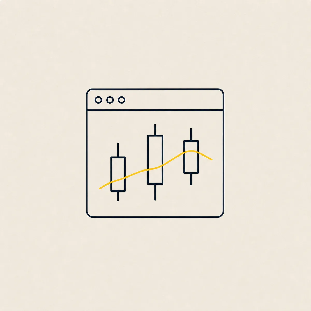A generic terminal panel with three candles and a single trend line